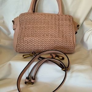 Elliott Lucca Rose color leather handbag with shoulder strap
